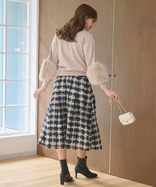 Feroux 【洗える】ファースリーブ ニットプルオーバー ベージュ系