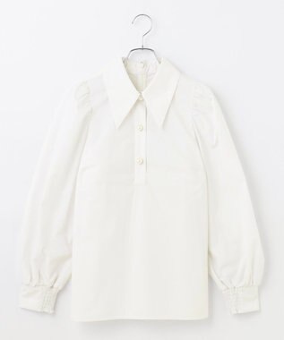 #Newans 【セレモニーにも】下から着られちゃう！尖り襟パフスリーブブラウス ホワイト系