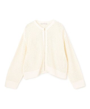 UNFILO クロシェレースニット ZIPカーディガン エクリュ