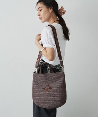 russet スリム2WAYトートバッグ <ナイロンラフィア>(CE-1717-WEB) D.Brown