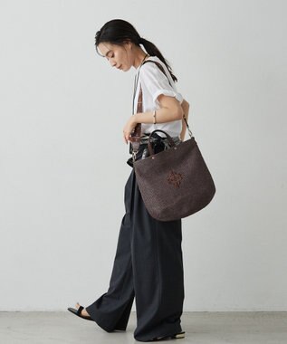 russet スリム2WAYトートバッグ <ナイロンラフィア>(CE-1717-WEB) D.Brown