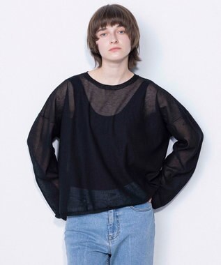 NAVE 【ReNAVE・洗える】シアーニット ロングスリーブ ブラック系