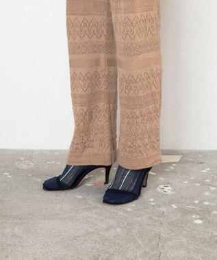 TRICOTE シアーメッシュストライプソックス 39NAVY