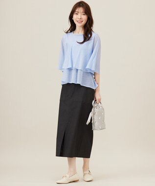 ANY SIS 【洗える】フリルシアー ニット ライトブルー