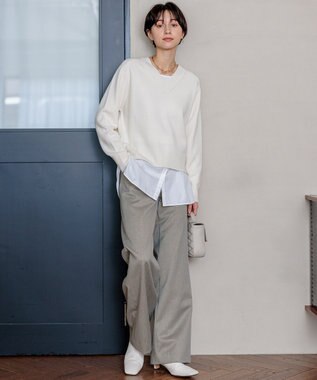 23区 【VERY3月号掲載/洗える】TRコンフォートストレッチ ワイドパンツ ライトグレー系