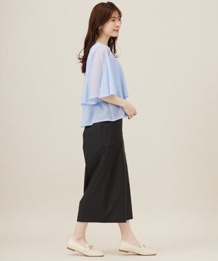 ANY SIS 【洗える】フリルシアー ニット ライトブルー