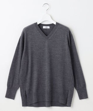 J.PRESS LADIES L 【洗える】EASY WOOL Vネック ニット ライトグレー系