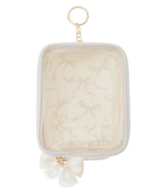 Maison de FLEUR リボンプリントクリアポーチ Ivory