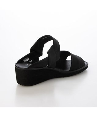 MODE ET JACOMO <D'ICI>ストレッチクロスウェッジサンダル ブラック