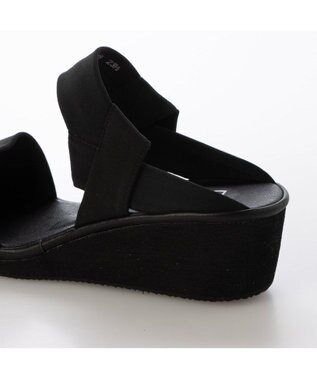 MODE ET JACOMO <D'ICI>ストレッチクロスウェッジサンダル ブラック