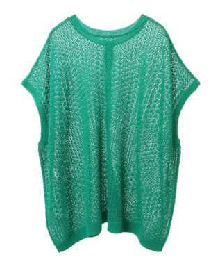 Green Parks 透かし柄ポンチョニットカーディガン Green