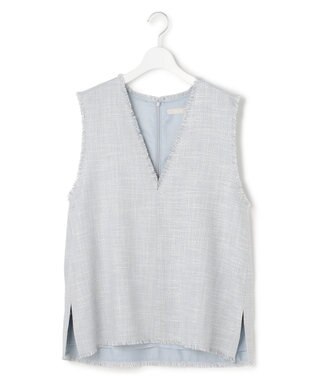 ICB ライトスラブツイード Vネックジレ ライトデニムミックス