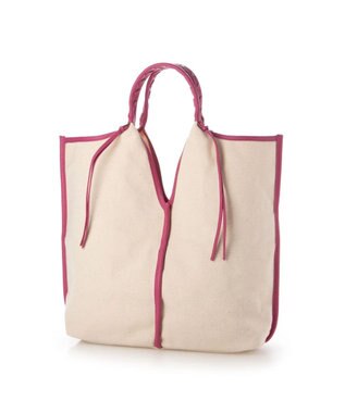 UNBILLION perche コットン×牛革付属トートバッグ L ピンク