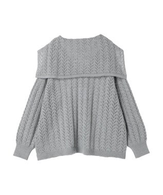 earth music&ecology ビッグカラーニットプルオーバー Light Gray