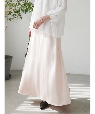 Green Parks AnriettMusee サテンナロースカート Pink Beige