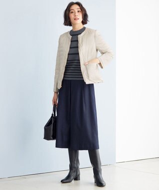 自由区 【洗える】ウォッシャブルウールサキソニーキュロット パンツ ネイビー