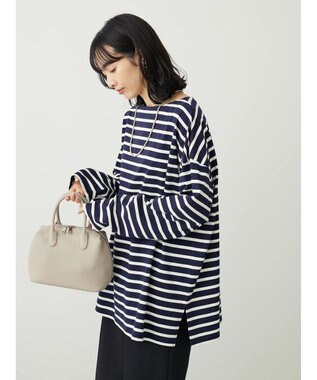 Green Parks ボーダーゆるチュニック Navy