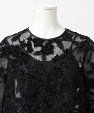 23区 【GOLD LABEL】フロッキーエンブロイダリー ブラウス ブラック系