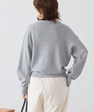 AMERICAN HOLIC バイパチ片畦衿付きニットプルオーバー Gray Mixture