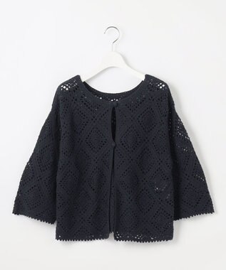 J.PRESS LADIES 【洗える】クロッシェ ニット ネイビー系