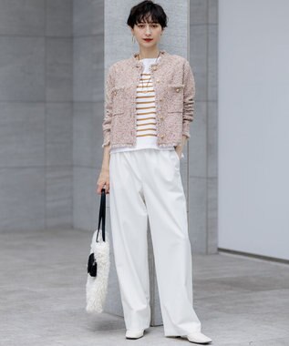 23区 【撥水加工/洗える】ドライ2WAYストレッチ ドロスト ワイド パンツ ホワイト系