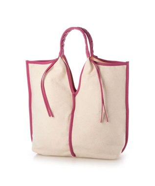 UNBILLION perche コットン×牛革付属トートバッグ L ピンク