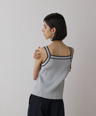 GRACE CONTINENTAL バイカラーリブニットトップ ブルー