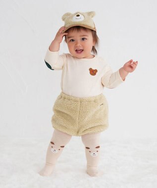 MIKI HOUSE HOT BISCUITS 【70-120cm】 顔ドン タイツ アイボリー