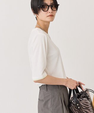 AMERICAN HOLIC シアーリブ配色プルオーバー Off White