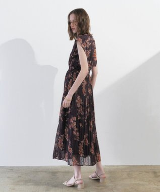 YECCA VECCA ぼかし柄プリーツワンピース Brown