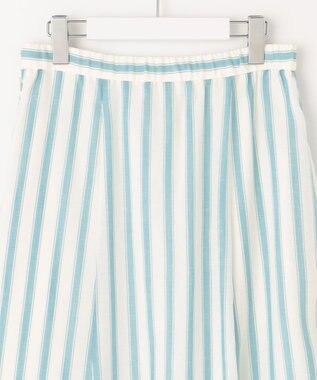 自由区 【洗える】テンセルリネン スカート オフ×ブルーストライプ