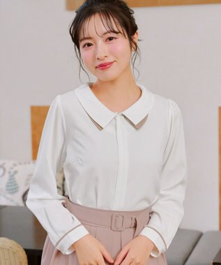 Tiaclasse レイヤードカラーブラウス オフホワイト