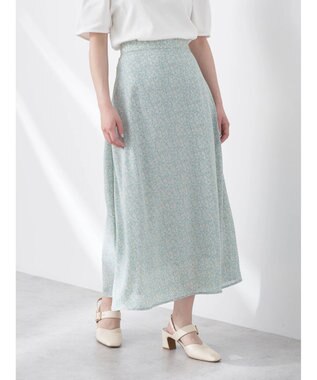 earth music&ecology フラワープリントフレアスカート Mint