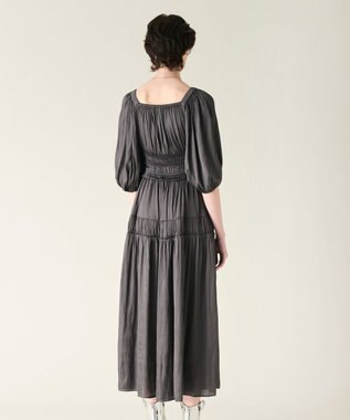 GRACE CONTINENTAL スクエアギャザーワンピース グレー