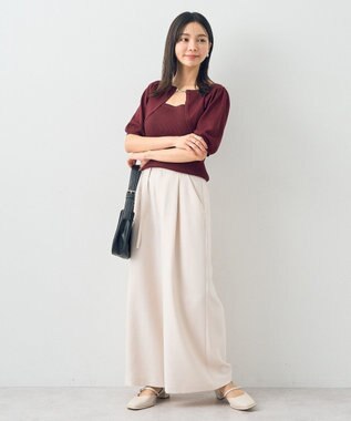 earth music&ecology ビット付きニットプルオーバー Bordeaux