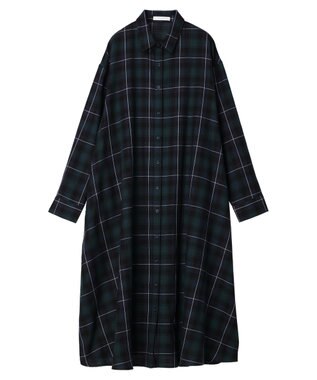 Green Parks ビエラチェックシャツワンピース Green