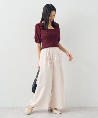 earth music&ecology ビット付きニットプルオーバー Bordeaux