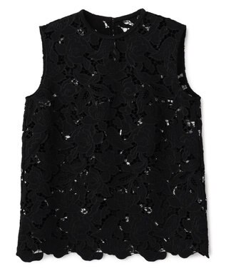 BEIGE， CITRINE / エンブロイダリーレースノースリーブブブラウス Black