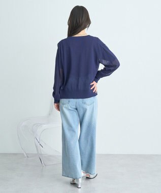 earth music&ecology ＳＥＴ２点シアーニットプルオーバー＋カーディガン Navy