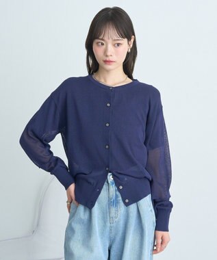 earth music&ecology ＳＥＴ２点シアーニットプルオーバー＋カーディガン Navy