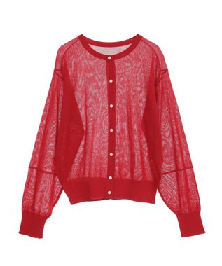 earth music&ecology ＳＥＴ２点シアーニットプルオーバー＋カーディガン Red