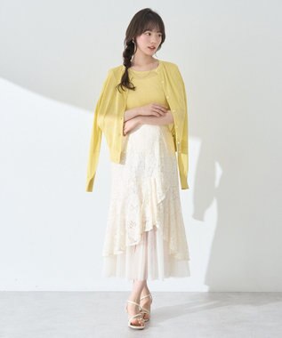 earth music&ecology ＳＥＴ２点シアーニットプルオーバー＋カーディガン Yellow