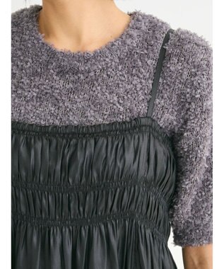 Green Parks レザー風キャミワンピース Black