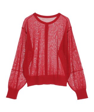 earth music&ecology ＳＥＴ２点シアーニットプルオーバー＋カーディガン Red