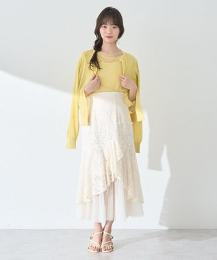 earth music&ecology ＳＥＴ２点シアーニットプルオーバー＋カーディガン Yellow