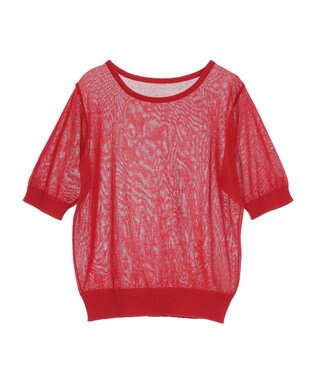 earth music&ecology ＳＥＴ２点シアーニットプルオーバー＋カーディガン Red