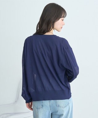 earth music&ecology ＳＥＴ２点シアーニットプルオーバー＋カーディガン Navy