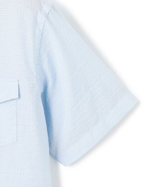 J.PRESS MEN 真夏を乗り切る爽快感と機能性【吸水速乾 / 接触冷感 / 高通気性 / ウォッシャブル】サッカー シャツ / B.D. サックスブルー系