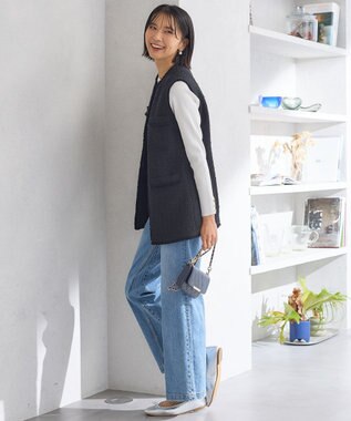 23区 ポーチ付 キャンバス トートバッグ ネイビー系