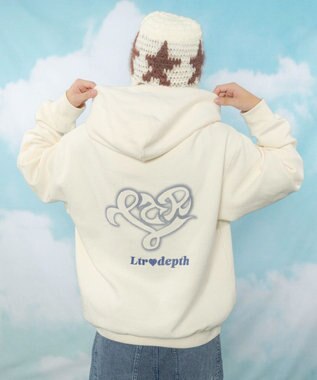 WEGO 【ユニセックス着用ITEM】ハートモチーフプルパーカー ホワイトアイボリー